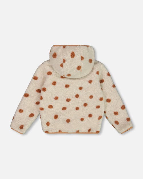 DEUX PAR DEUX DEUX PAR DEUX GIRL'S REVERSIBLE SOFT FLEECE JACKET PINKY BROWN WITH DOTS