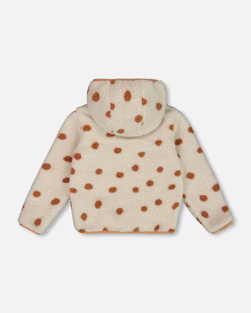 Shop Deux Par Deux Little Girl's Reversible Soft Fleece Jacket Pinky Brown With Dots In Cameo Brown