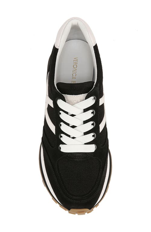 Veronica Beard Valentina Mixed Leather Retro Sneakers In Black/white