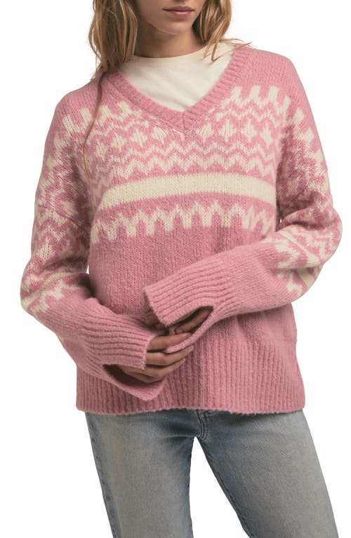 Favorite Daughter The Winter William Merino Wool Blend Sweater in Pink Fairisle 