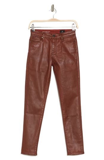 Ag Farrah High Waist Ankle Skinny Jeans In Leatherette Lt Dark Hibiscus
