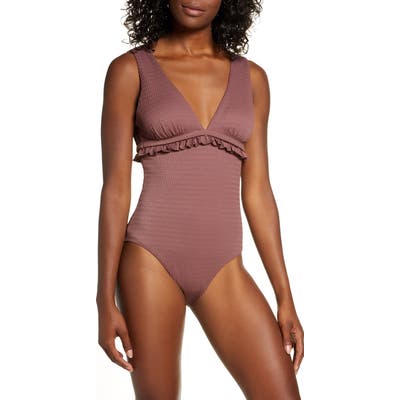 Chelsea28 Ruffle Trim One-Piece Swimsuit, Purple
