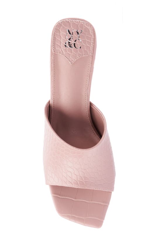 Shop New York And Company Delara Croc Embossed Heeled Sandal In Pastel Rose