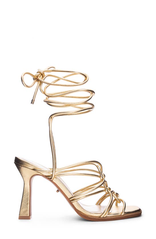 Shop 42 Gold Lava Ankle Tie Sandal In Gold