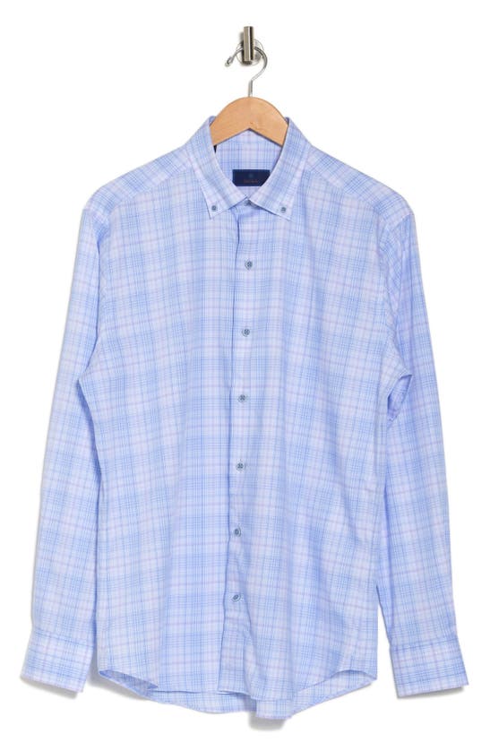 David Donahue Plaid Cotton Dobby Button-up Shirt In Blue/ Lilac