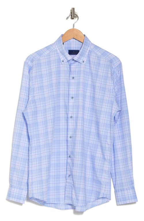 Shop David Donahue Plaid Cotton Dobby Button-up Shirt In Blue/lilac