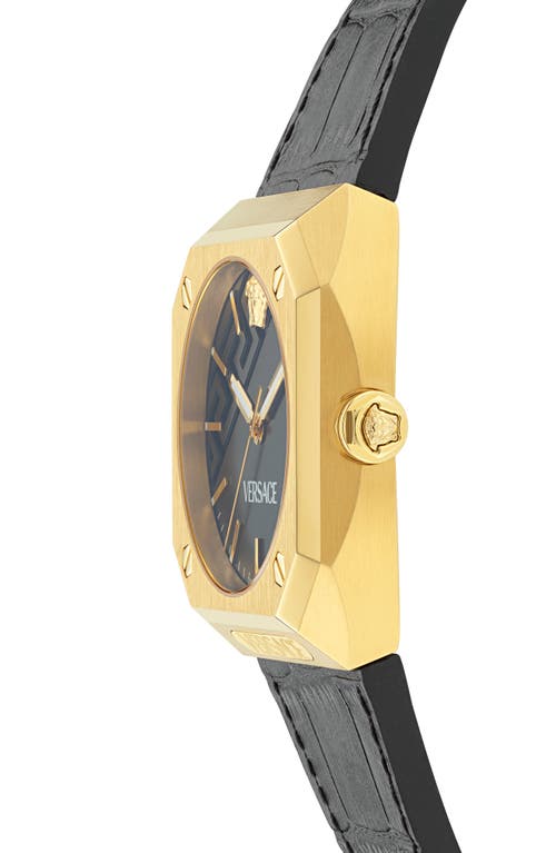 Shop Versace Antares Leather Strap Watch, 44mm X 41.5mm In Ip Yellow Gold