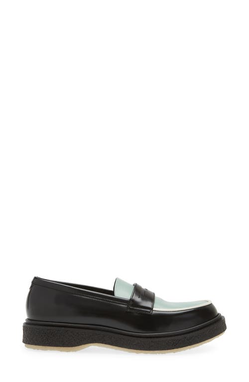 Shop Adieu Colorblock Penny Loafer In Black/pistachio/ivory