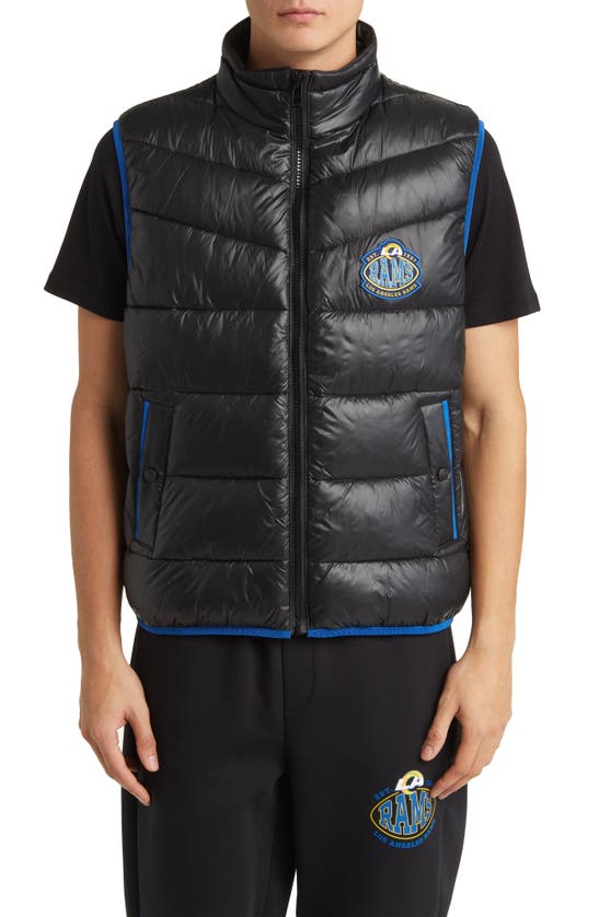 Shop Hugo Boss Boss X Nfl Corner Recycled Polyamide Puffer Vest In Los Angeles Rams Black