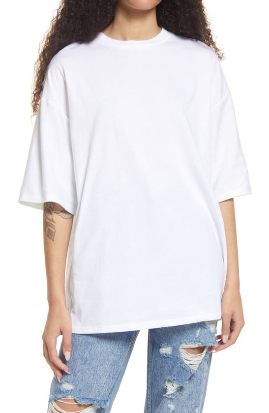 Topshop Oversize Cotton T-shirt In White