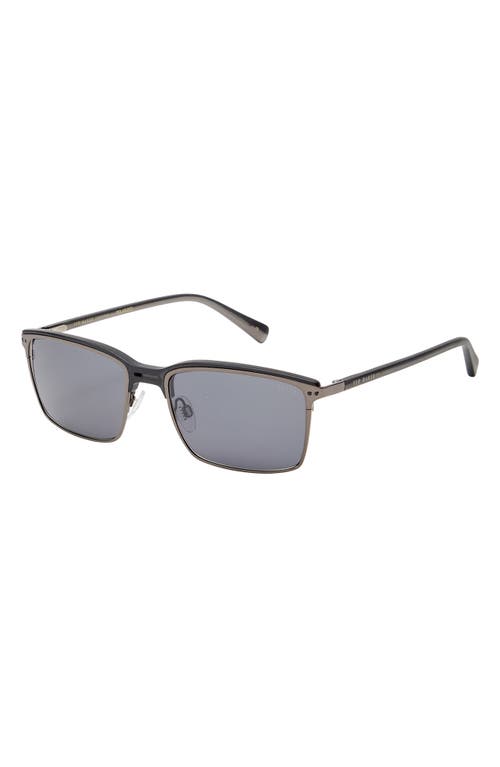 Ted Baker London 57mm Polarized Rectangle Sunglasses In Black