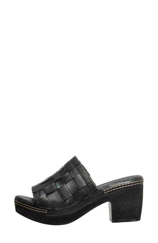 Shop Antelope Tamia Weave Slide Sandal In Black Leather