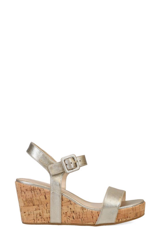 Shop Pelle Moda Wiltz Ankle Strap Platform Wedge Sandal In Platinum Gold