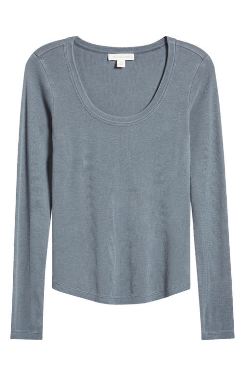 Shop Treasure & Bond Scoop Neck Long Sleeve Cotton & Modal T-shirt In Navy Armada