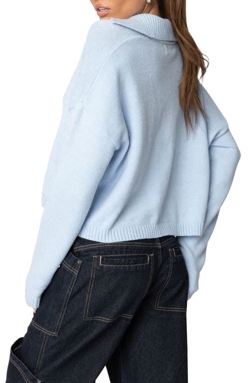 Shop Edikted Marcie Oversize Crop Sweater In Light-blue