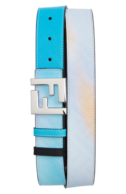 Fendi FF Buckle Logo Reversible Leather Belt in Sky Blue Smart Closet