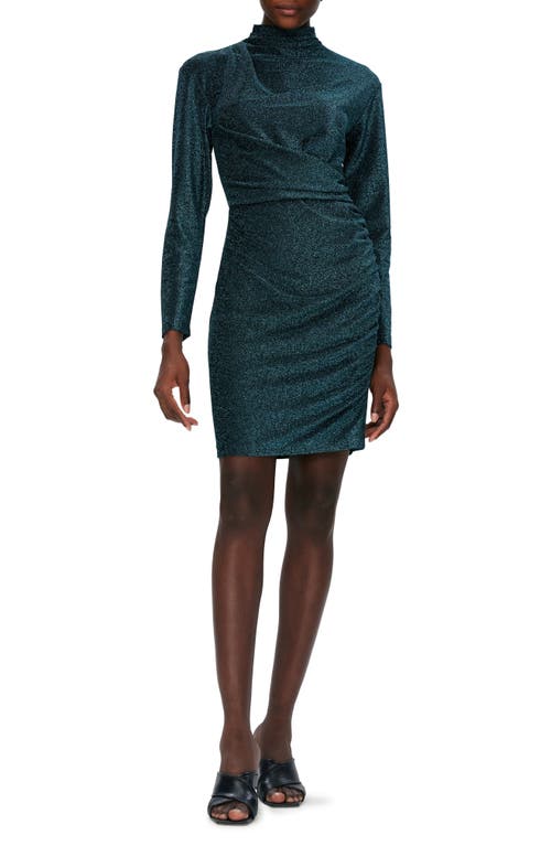 Diane von Furstenberg Yuki Metallic Long Sleeve Cocktail Dress Blue at Nordstrom,