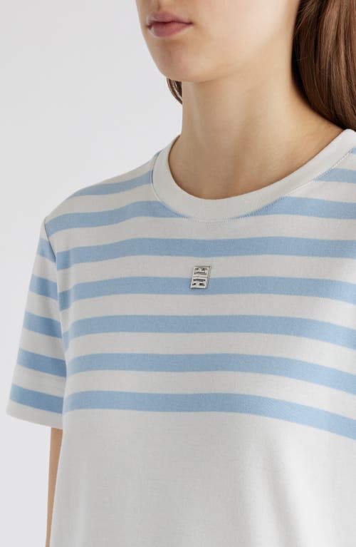 Shop Givenchy Stripe Yoke Slim Fit Cotton T-shirt In White/light Blue