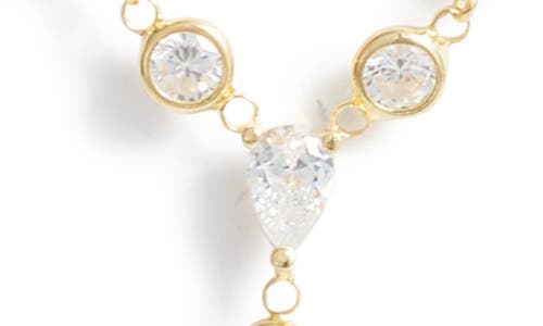Shymi Cubic Zirconia Bezel Y-necklace In Gold/white