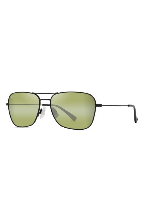 Maui Jim Naauao 58mm Polarizedplus2® Gradient Aviator Sunglasses In Matte Black Varnish
