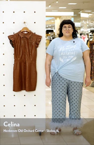 bb dakota x steve madden lima faux leather mini shirtdress