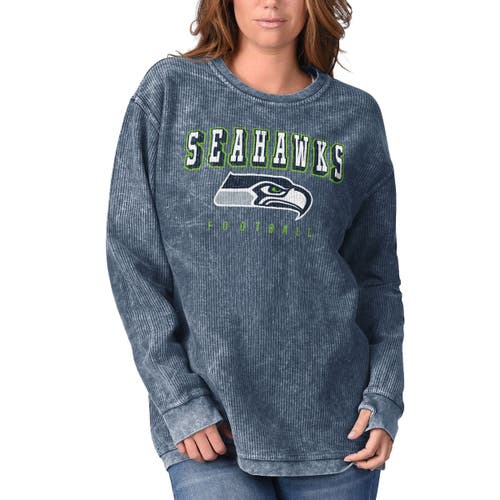 Women's G-III 4Her by Carl Banks College Navy Seattle Seahawks Comfy Cord Pullover Sweatshirt
