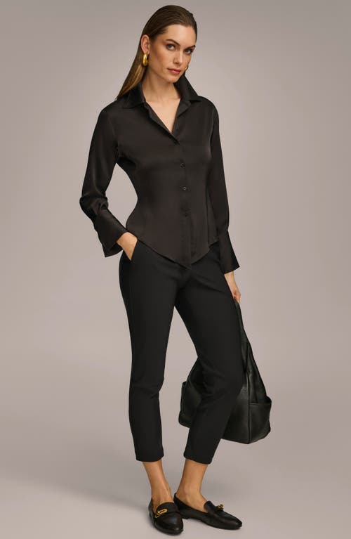 Donna Karan New York Long Sleeve Button-up Shirt In Black