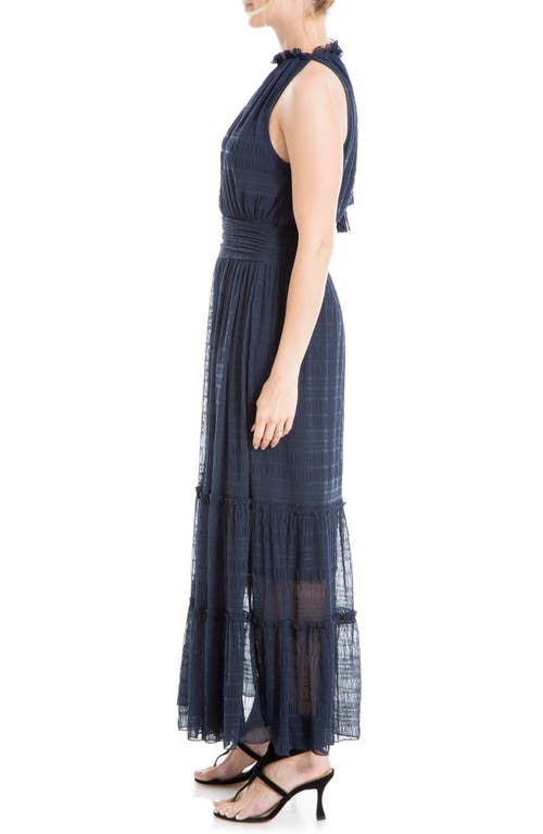 Max Studio Mock Neck Lace Mesh Dress In Sapphire