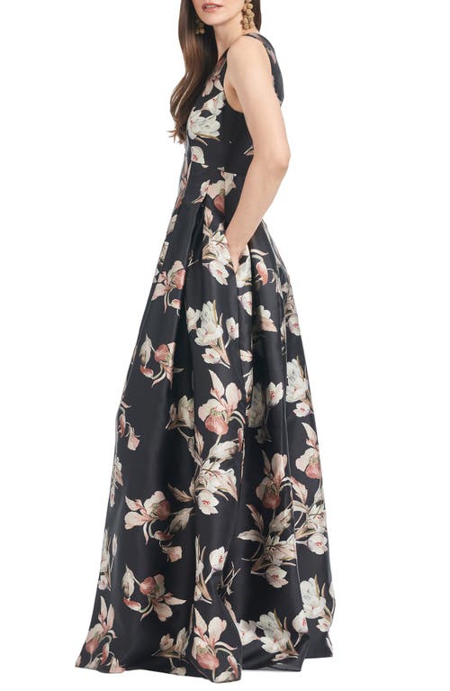 Shop Sachin & Babi Brooke Floral Mikado Ballgown In Black Venetia Petals