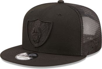 New Era 9FIFTY Las Vegas Raiders Mesh Trucker Snapback Hat Grey Black