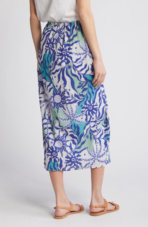 Shop Xirena Xírena Celia Printed Cotton Midi Skirt In Stellar Blue Helios