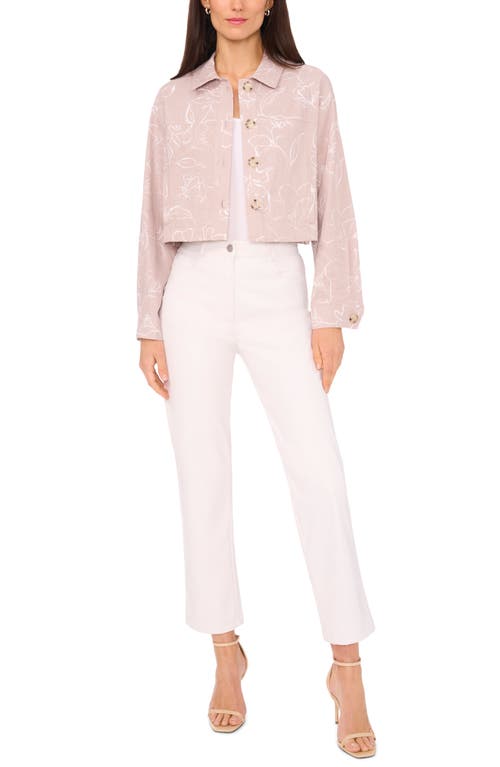 Halogenr Halogen(r) Crop Linen Blend Jacket In Oxford Beige Print