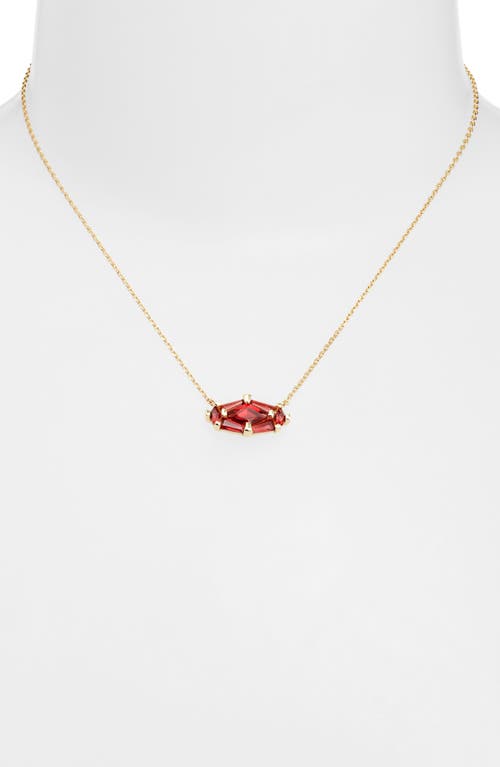 Kendra Scott Short Lindy Rae Pendant Necklace In Gold Red Crystal