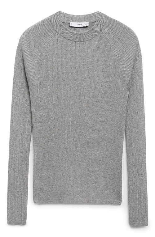 Mango Rib Crewneck Sweater In Light Heather Grey