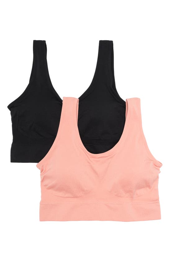 Nordstrom Rack Easy 2-pack Seamless Bralettes In Pink Tan -black