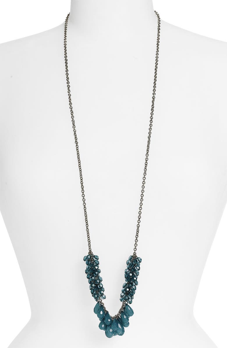 STEPHAN & CO. Bead Drop Necklace, Main, color, TEAL