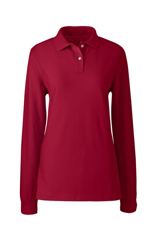 Shop Lands' End School Uniform Young  Long Sleeve Mesh Polo Shirt In Red