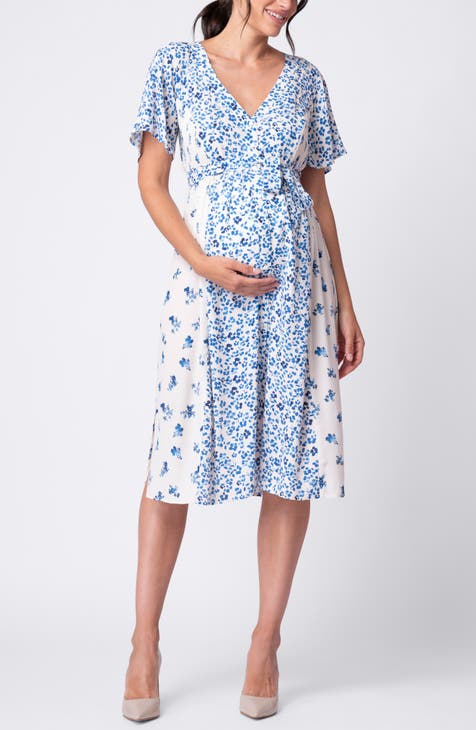 Floral Flutter Sleeve Maternity/Nursing Dress