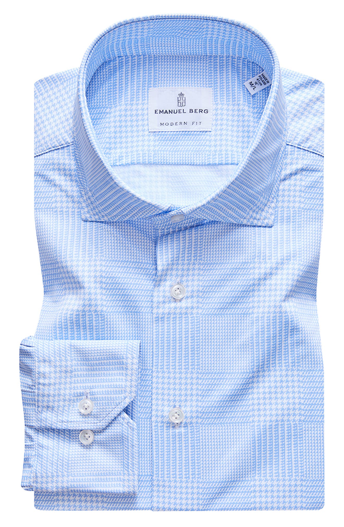 Emanuel Berg 4Flex Knit Modern Fit Long Sleeve Button-Up Shirt in Blue at Nordstrom