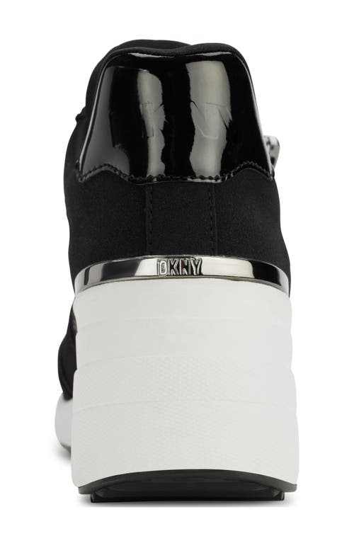 Shop Dkny Kalina Wedge Sneaker In Pewter/black