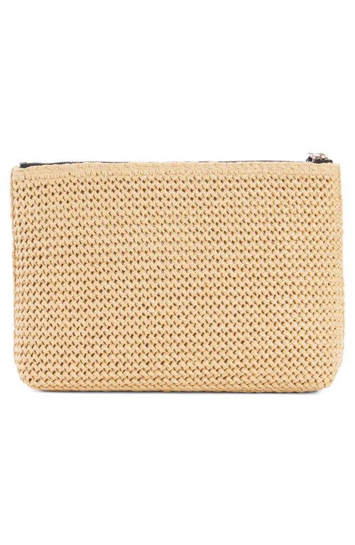 Shop Givenchy Voyou Floral Embroidered Raffia Zip Pouch In Natural