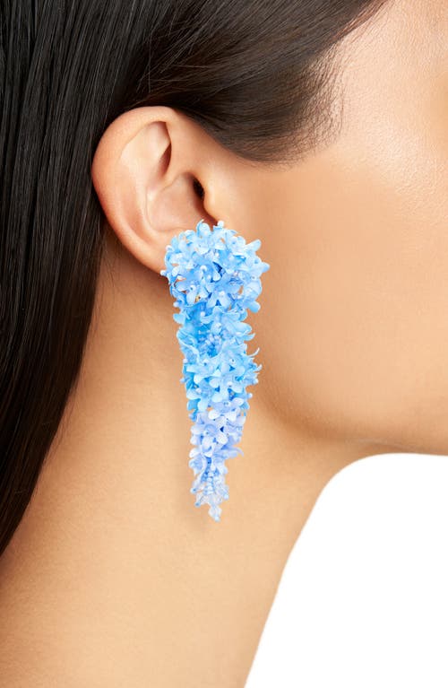 Shop Oscar De La Renta Flower Cascade Clip-on Drop Earrings In Powder Blue