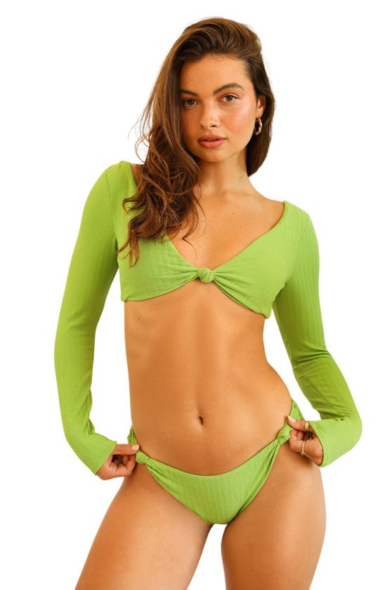 Shop Dippin Daisys Quinn Knot Detail Cheeky Swim Bikini Bottom In Avocado