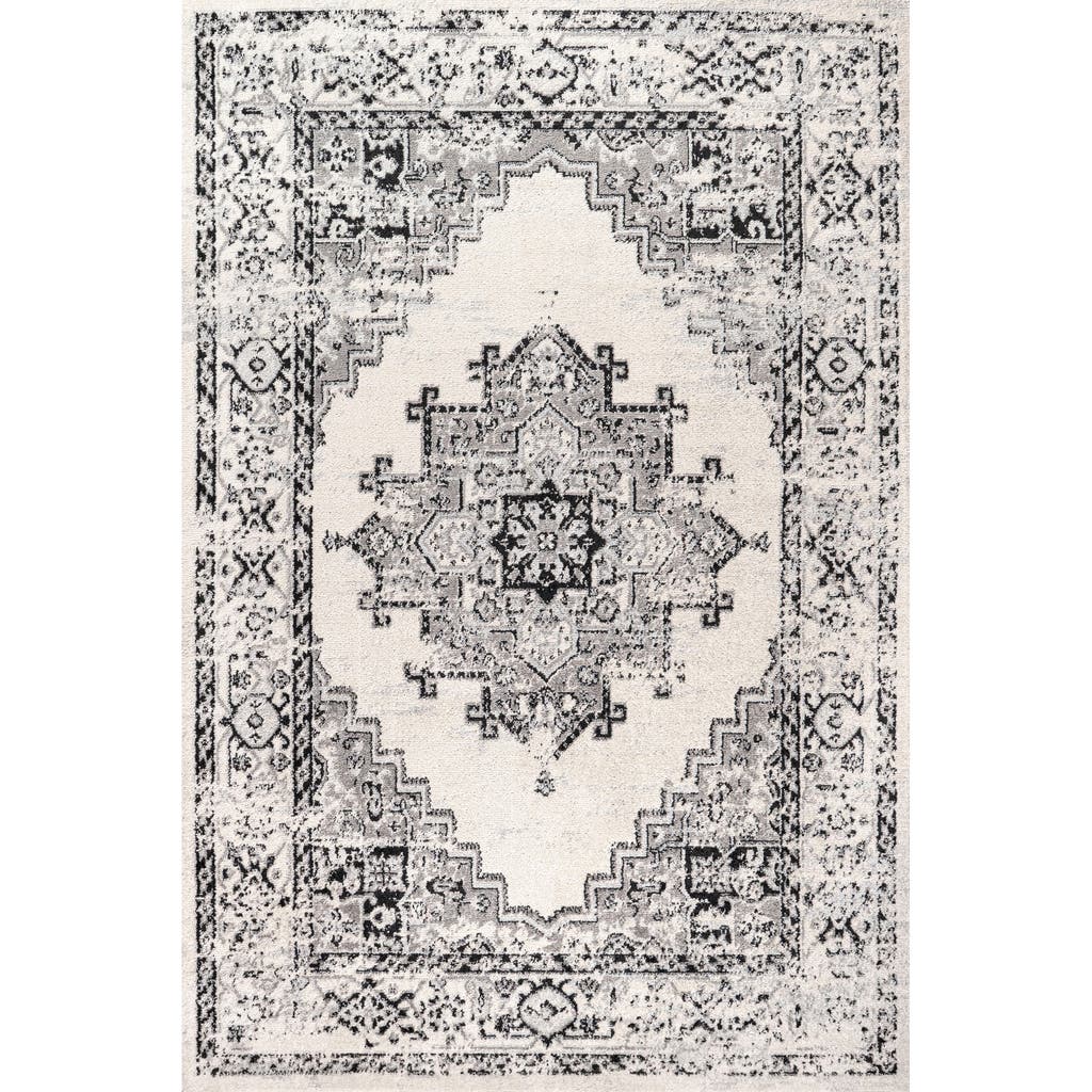 Jonathan Y Inigo Cottage Medallion Area Rug In Dark Gray/cream
