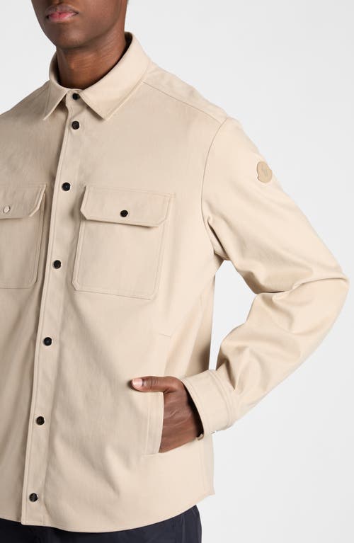 Shop Moncler Stretch Cotton Overshirt In Beige