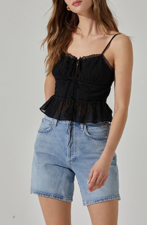 Shop Astr The Label Tie Front Peplum Camisole In Black