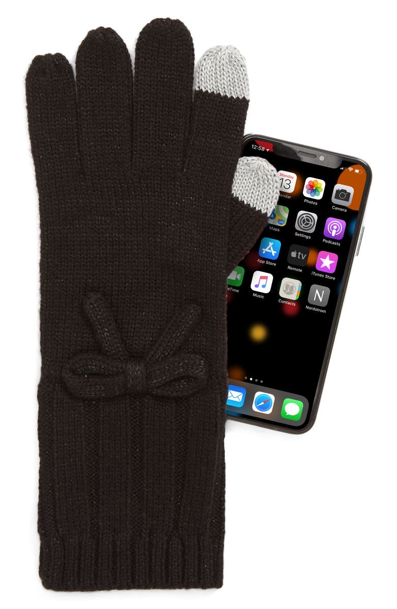kate spade new york metallic bow touchscreen gloves | Nordstrom