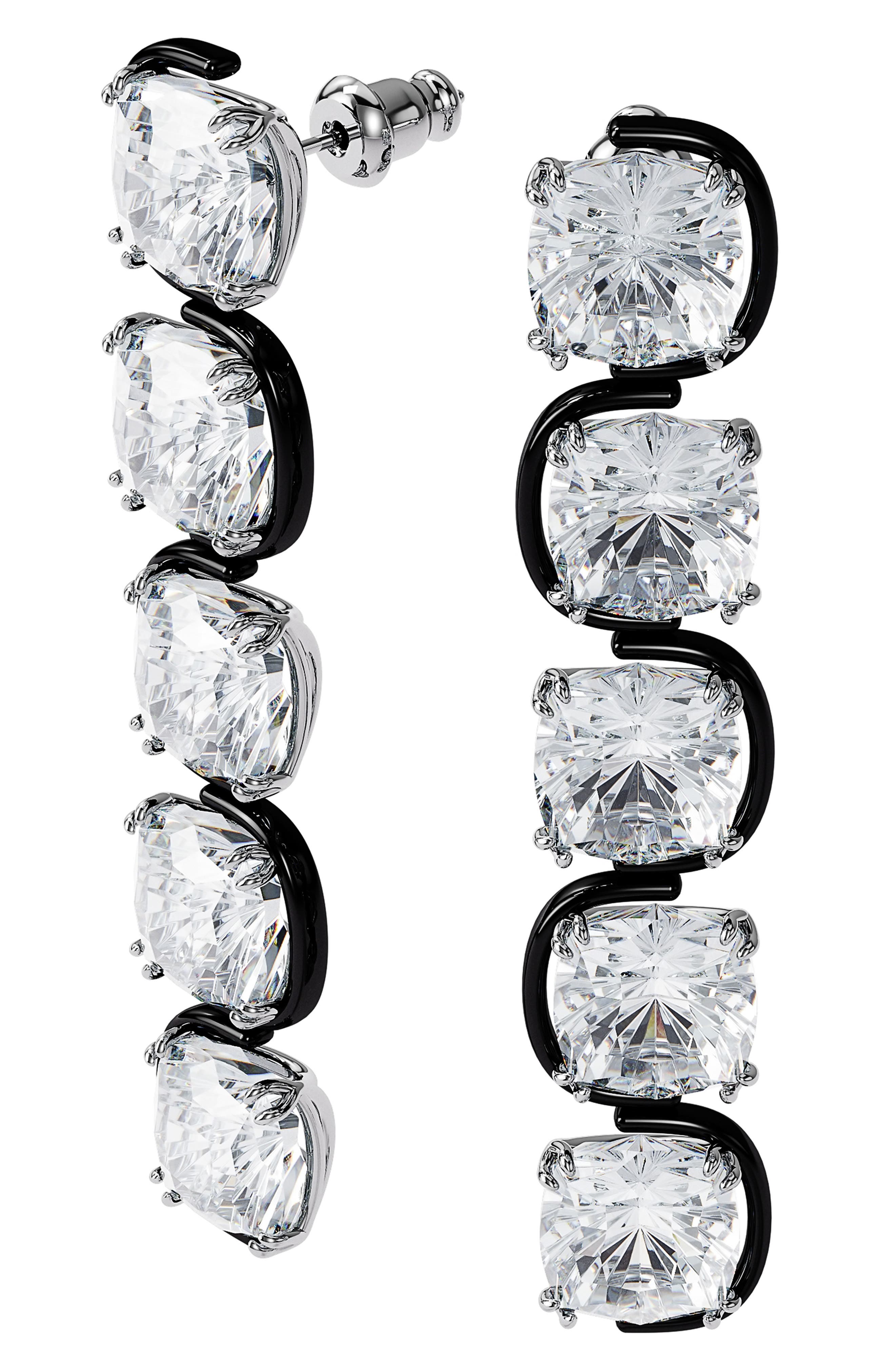 SWAROVSKI Harmonia Crystal Drop Earrings in Black /Clear Crystal