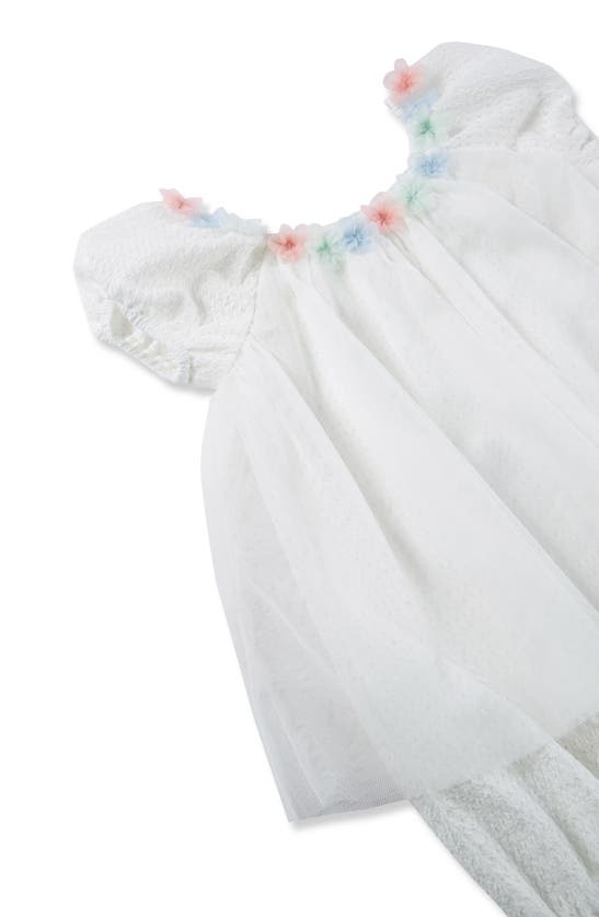 Shop Peek Essentials Floral Embellished Tulle Overlay Bubble Romper In White