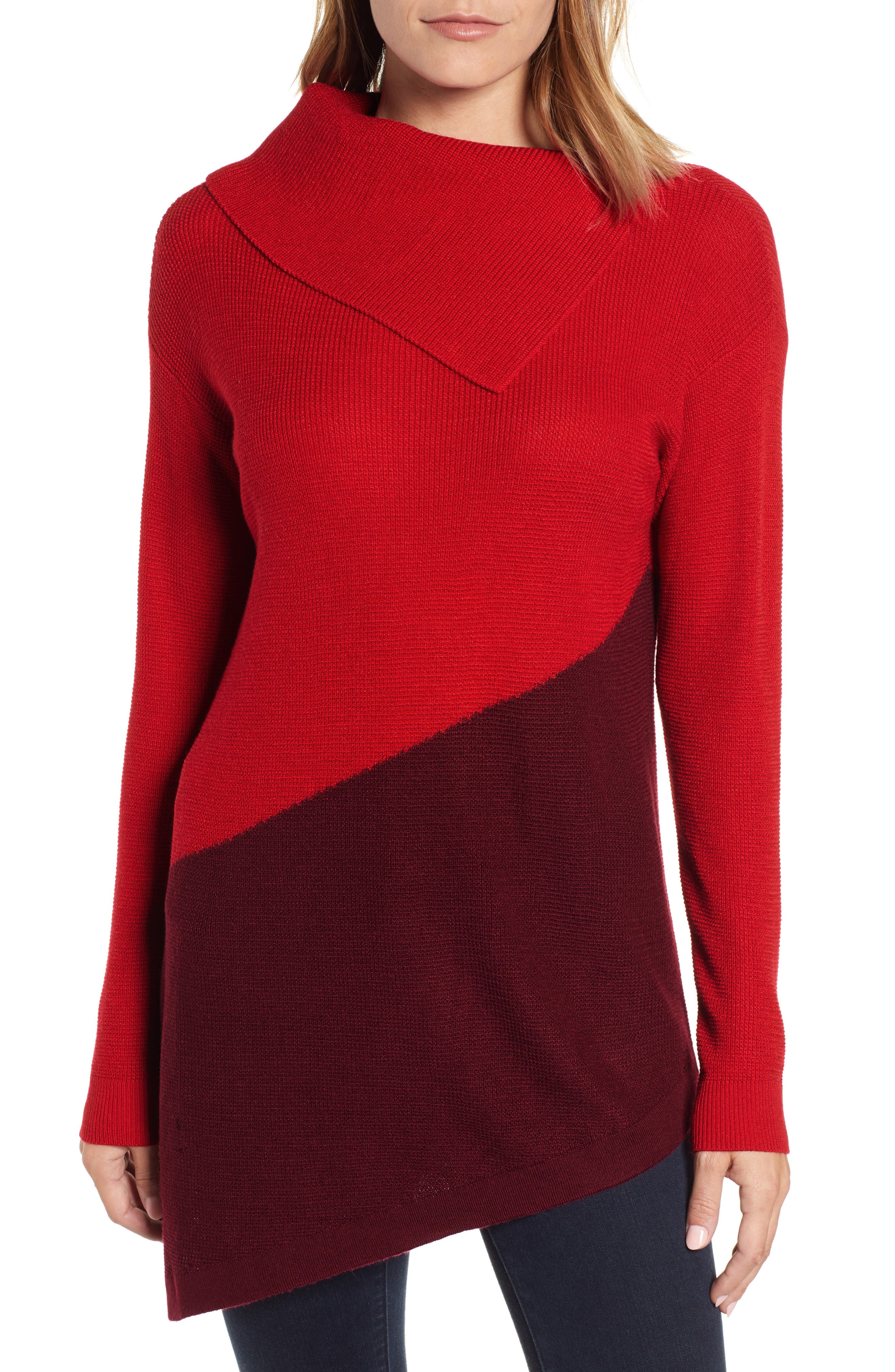 color block tunic sweater